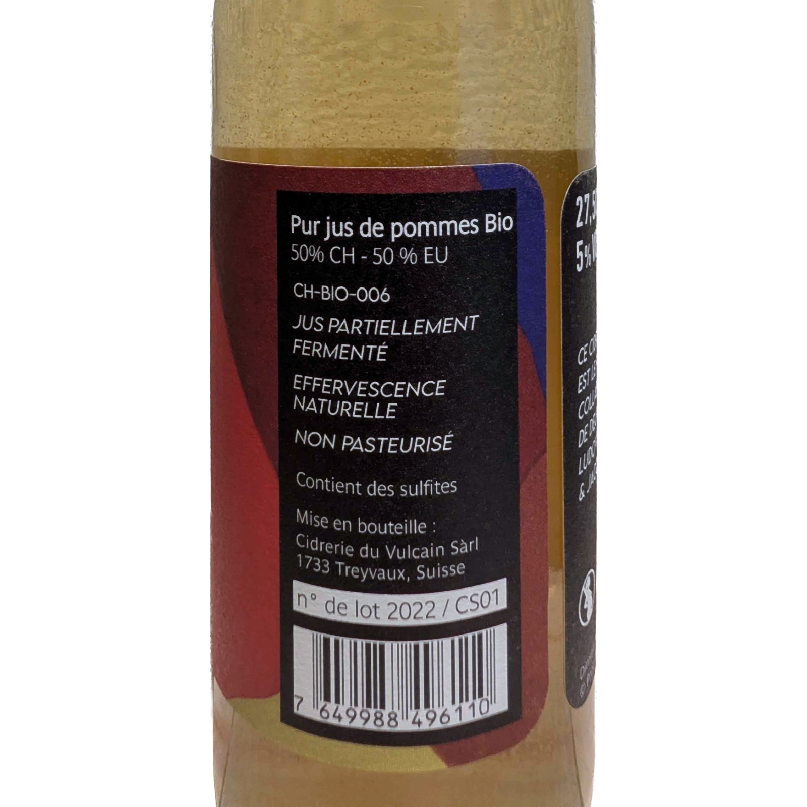Cidre Effervescence 2022 - Contre-étiquette